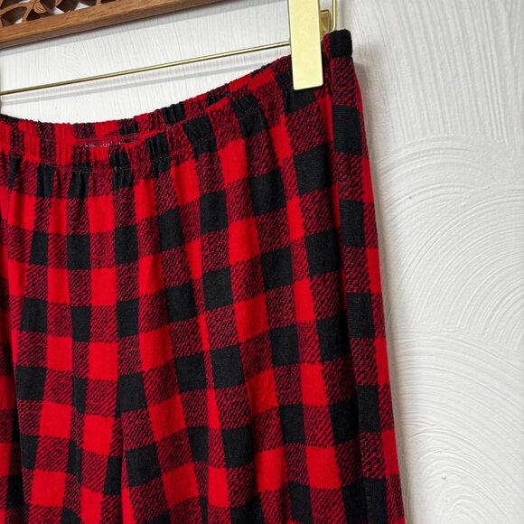 Red Plaid Lounge Pants Sleepwear Casual Pull On Elastic Stretch Relaxed Womens L - Picture 2 of 4